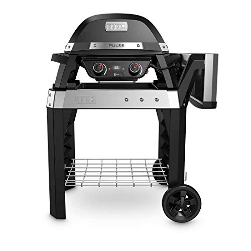 Weber Pulse 2000 Elektro Grill mit Wagen, 49 x 39cm Grillfläche, Temperaturen über 300°C, Zwei-Zonen-Grillen, Digitaler Temperaturregler und Thermometer - Schwarz (85010079)
