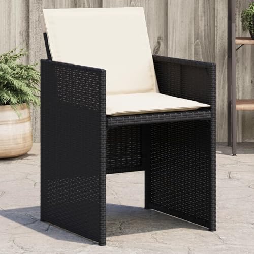 Homgoday Gartenstühle mit Kissen 4 STK. Schwarz Poly Rattan Gartenstuhl Gartenm?Bel Model364932