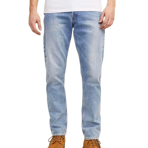 JACK & JONES Straight Leg Jeans Loose Fit Relaxed Denim Vintage Style mit Knopfleiste JJICHRIS JJORIGINAL, Farben:Blau,Größe Jeans:W32 L36,Z - Länge L30/32/34/36/38:L36