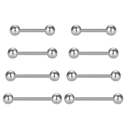 Longita Brustwarzenpiercing Zungenpiercing 14G Chirurgenstahl Straight Barbells Zungenring Nippel Shield Ring Piercing Schmuck Stab 12mm 14mm 16mm 18mm