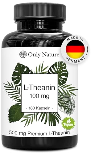 L Theanin 100 mg - 180 Kapseln - Hochdosiert - in Deutschland produziert & Laborgeprüft - Natürlich & Vegan - L-Theanin