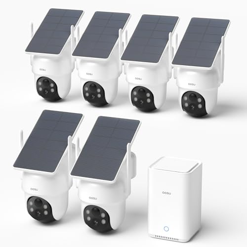 aosu 3K Überwachungskamera Aussen Solar Akku, 6 Cam-Kit mit Neu 2.0 Homestation, 360° PTZ Panorama, Keine Gebühren, 32GB Lokal & 1 TB Erweiterbar, KI Auto-Tracking Person Erkennung, 2,4/5 GHz WLAN