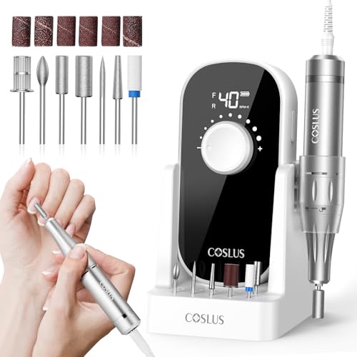COSLUS Elektrische Nagelfräser 40000 U/min: 6-in-1 Professionell Nagelpflege Set für Gelnägel Acrylnägel Ideal für Salon und Zuhause Mit Gel-Entfernung und Pediküre-Funktion Tragbar und Geräuscharm