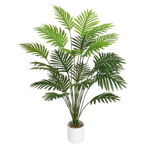 Tuocal 71CM Künstliche Pflanze Wie Echt, 24 Blätter Areca Palme Baum Gefälschte Palme im Topf Kunstpflanzen Groß Faux Pflanze für Outdoor, Indoor, Wohnzimmer, Balkon, Schlafzimmer, Zimmer Deko
