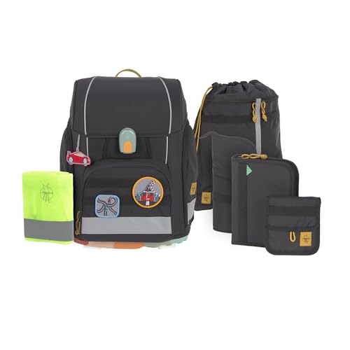 LÄSSIG 7-teiliges Schulranzen Set Kinder/School Set Boxy Unique Schwarz
