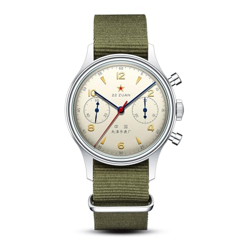 Seagull 1963 Internationale Ausgabe,ST1901 Uhrwerk,Mechanische Herrenarmbanduhr Luftfahrt Chronograph Fliegeruhren,Handaufzug (Gelb)