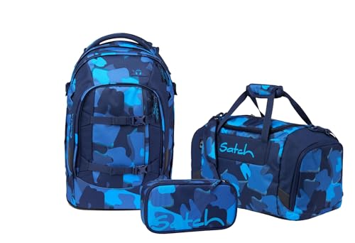 Satch Schulrucksack-Set PACK Troublemaker Blau 3-teilig