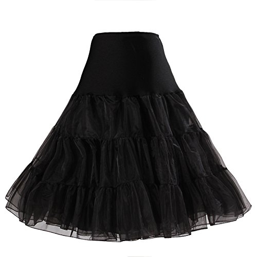 Boolavard® 50er Jahre Petticoat Vintage Retro Reifrock für Wedding Bridal Rockabilly Kleid in Mehreren Farben (L-XXL, Schwarz)
