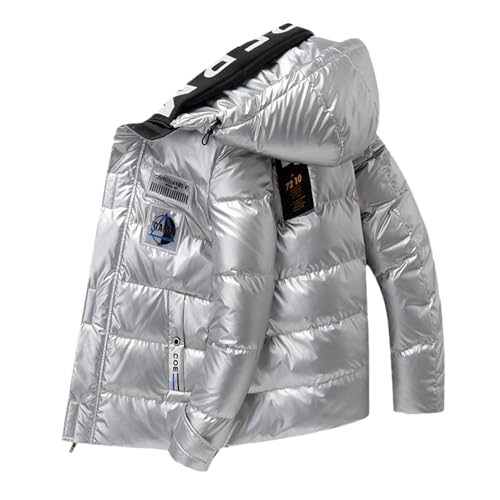 Herren Outdoor Jacken Herren Mode Gepolsterte Jacke Und Winter Gepolsterte Jacke Mit Daunen, silber, M