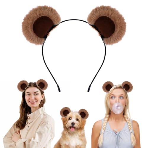 Tyqour Bär Ohren Haarreif Bärenohren Haarreifen Bären Ohren Stirnband Haarband Eichhörnchen Ostern Party Kopfbedeckung Bequeme Haarreifen Zubehör für Erwachsene Dekoration Cosplay Party