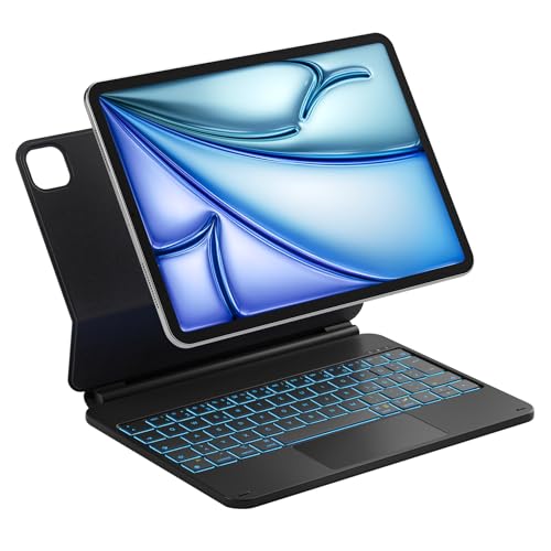 Inateck NeoMagic Magnetische Tastatur Hülle für iPad Air 11 Zoll M3/M2 (2025/2024),Air 5/4,Magic Keyboard für iPad Pro 11 Zoll 4/3/2/1, Freitragender Ständer, 7-Farbige Hintergrundbeleuchtung,KB09119