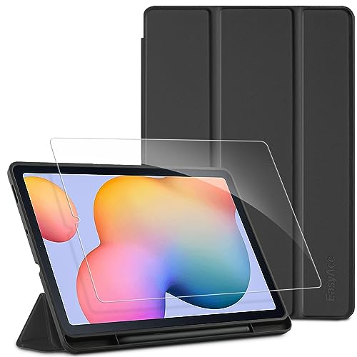 EasyAcc Hülle für Samsung Galaxy Tab S6 Lite 2024 2022 2020 10.4 Zoll mit Schutzfolie - Ultra Dünn mit S Pen Halter Schutzhülle für SM-P620N/ P625N/ P610N/ P613N/ P615N Schwarz