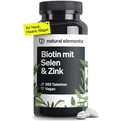 Biotin + Selen + Zink für Haut, Haare & Nägel - 365 vegane Tabletten - Ohne Magnesiumstearat, laborgeprüft & in Deutschland produziert