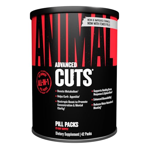 ANIMAL Cuts – All-in-One-Formel mit über 35 Inhaltsstoffen inkl. Koffein, Ashwagandha & Ginseng - Thermogenes Supplement zur Hilfe beim Gewichtsverlust - 42 Pill Packs
