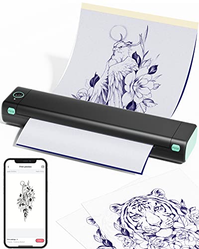 Phomemo M08F Tattoo Drucker Tattoo Stencil Drucker Transfer Maschine Professionelle Thermodrucker Kopierer Kompatibel mit Smartphone und PC mit 10pcs Transferpapier