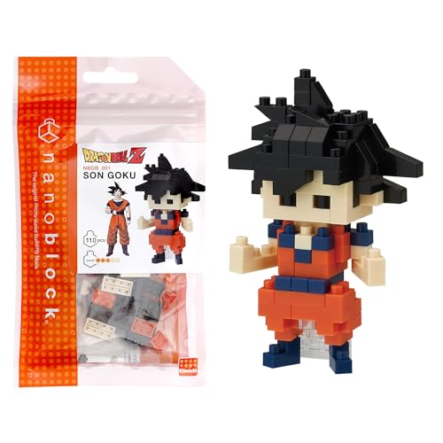 NANOBLOCKS Bandai - Nanoblock - Son Goku - Dragon Ball Z - Mini-Bausteinfigur - Konstruktionsspiel - Bausatz für Manga-Pixel-Figur - NBDB001