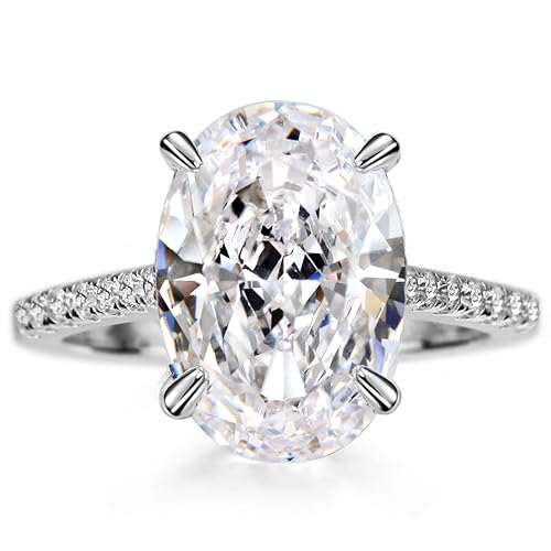 Michooyel Sterling Silber Ringe 4ct Oval Cut Verlobungsring für Damen, Ehering Versprechensring 925 Cubic Zirkonia Ovaler Cut, Engagement Ring