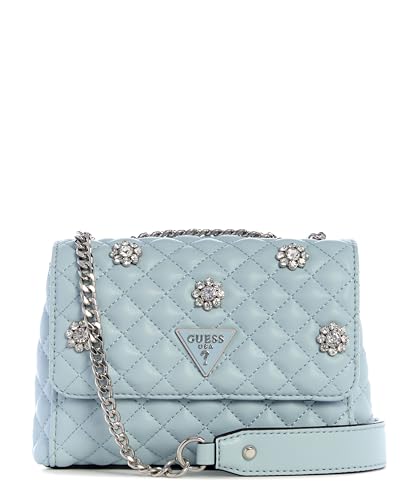 GUESS Damen Everlee Mini Convertible Crossbody Flap Umhängetasche, Blau-Misty Blue
