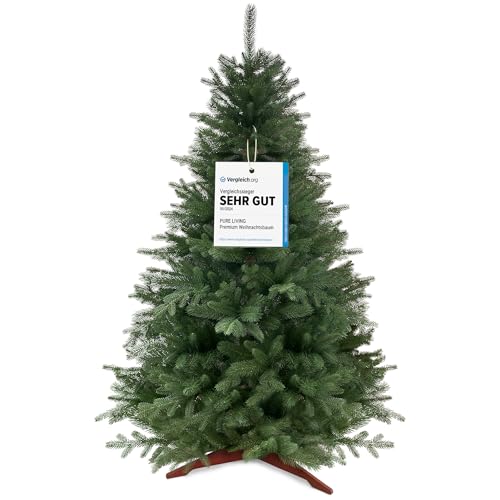 Weihnachtsbaum künstlich 180cm 100% PE Spritzguss - TESTSIEGER - Naturgetreu, dichte Zweige, Künstlicher Weihnachtsbaum mit Holzständer und Aufbewahrungstasche – Tannenbaum künstlich von Pure Living
