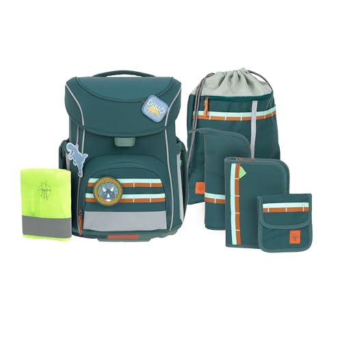 LÄSSIG 7-teiliges Schulranzen Set Kinder/School Set Slim Unique Dark Green