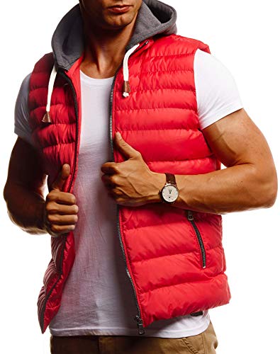 Leif Nelson Herren Weste für Outdoor - Stepp & Ärmellose Weste mit Kapuze - Fleeceweste - Jacke