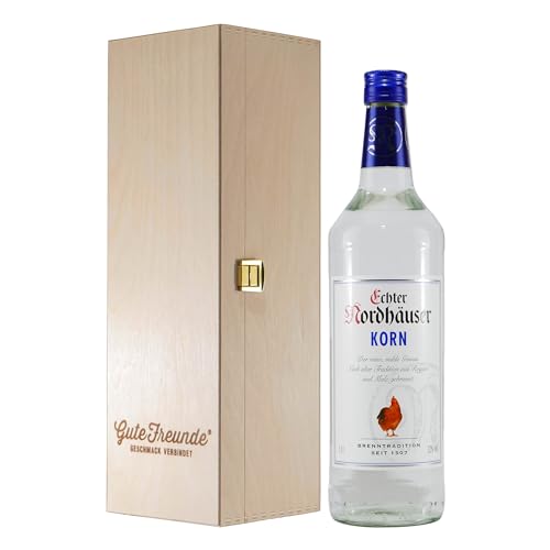 Echter Nordhäuser Korn 1L mit Geschenk-Holzkiste