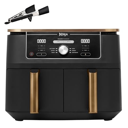 Ninja Foodi MAX Dual Zone Heißluftfritteuse [AF400EUCP] Amazon Exclusive, ‎2470 Watt , 9,5 L, 2 Heißluft-Frittierfächer, 6 Funktionen, 27 x 41.5 x 32.5 cm, Kupfer/Schwarz