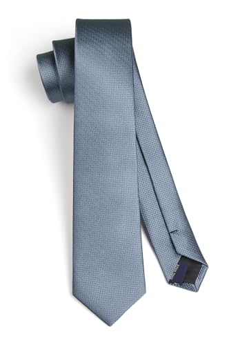 HISDERN Krawatte Schmale Krawatten Schmale Seiden für Herren Solide Klassische für Hochzeit Party Business Grau Blau (6cm)