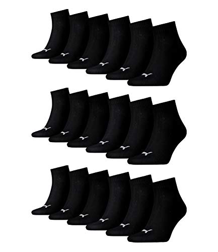 PUMA Unisex Quarters Socken Sportsocken 18 Paar -Black, 43-46