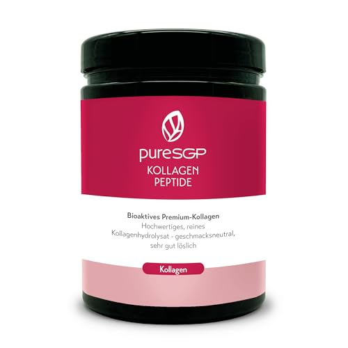 pureSGP® Kollagen [300g]: Reinstes Kollagen in Apothekenqualität - Bioaktive Premium-Peptide aus hochwertigem Kollagenhydrolysat. Mit Vitamin C & Biotin - Geschmacksneutral - Gute Löslichkeit