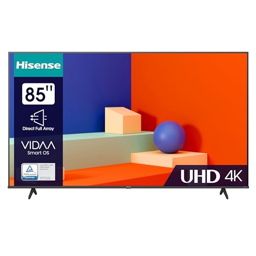 Hisense 85E6KT 215 cm (85 Zoll), 4K UHD, HDR, Dolby Vision, Triple Tuner, Smart-TV, Bluetooth, WiFi, Alexa Built-In, DTS Virtual X, Hotel Mode, Schwarz