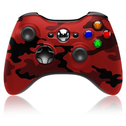 SWCTIM Wireless Controller für Xbox 360,2.4GHZ Game Joystick Controller Gamepad für Xbox 360 & Slim Konsole und PC Windows 7/8/10,Camo Rot