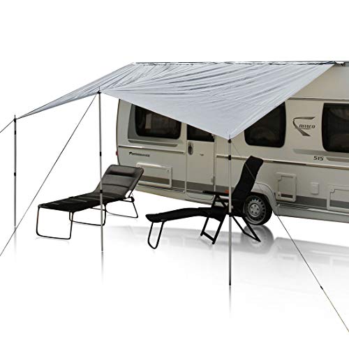yourGEAR Wohnwagen Sonnensegel Caravan Tarp 4 x 2,4 m Sonnendach inkl. Aufstellstangen UV 50+ Schutz wasserdicht 5000 mm - Doppelkeder 7 mm und 5 mm