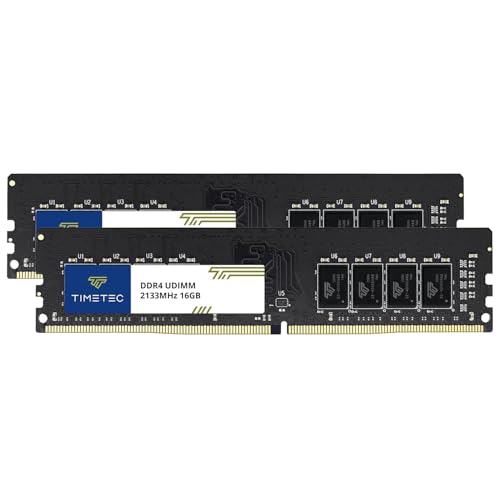 Timetec 32GB KIT (2x16GB) DDR4 2133MHz PC4-17000 Non-ECC Unbuffered 1.2V CL15 2Rx8 Dual Rank 288 Pin UDIMM Desktop PC Computerspeicher RAM Modul Upgrade (32GB KIT(2x16GB))