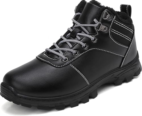 ricema Winterstiefel Herren Damen – Warm Gefüttert Winterschuhe Schneestiefel Leicht Rutschfest Outdoor Wanderschuhe, Trekking Stiefel für Schnee & Alltag, Schwarz 43 EU