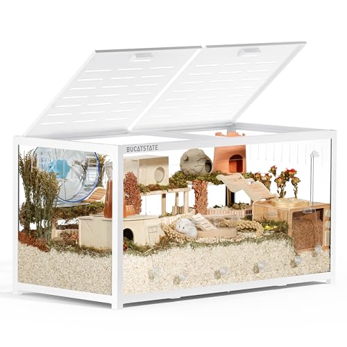 BUCATSTATE Hamsterkäfig 3,0: Metall Rattenkäfig Kleintierkäfig Groß Stapelbar mit Einfacher Montage 120L x 60W x 62H cm für Nager, Mäuse, Zwerghamster (0,72m², Weiß)
