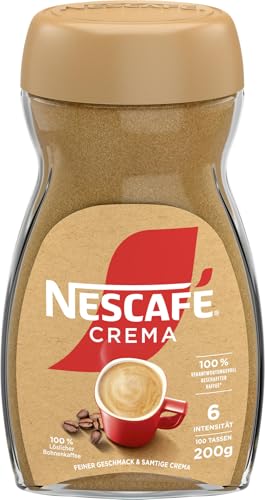 NESCAFE NESCAFÉ CLASSIC Crema, löslicher Bohnenkaffee aus mitteldunkel gerösteten Kaffeebohnen, kräftiger Instant-Kaffee mit samtiger Crema, koffeinhaltig, 1er Pack, 200g