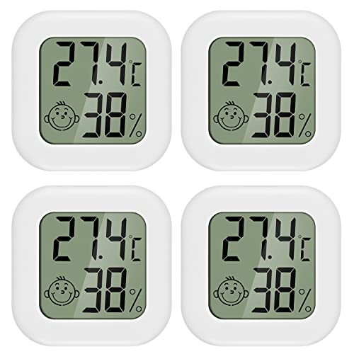 PAIRIER 4 Stück luftfeuchtigkeitsmesser Thermometer Innen Mini LCD Digital Thermometer Hygrometer Gauge für Babyzimmer Seniorenzimmer Arbeitszimmer Weinkeller usw