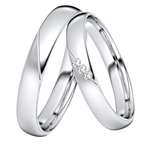 DOOSTI Trauring/Ehering/Partnerring - SWEET Silber 925/- Silber Ring - hochwertiger Silberring - Damen und Herren Variante (Ring mit Stein, 56)
