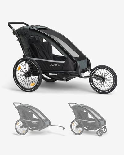 OWEN Kinderwagen 3-in-1 (Multi-Buggy mit Jogger, Fahrradkupplungsset & Fahrradverbindungsarm) | 1 Kind | Kinderanhänger Fahrradanhänger | 360 Grad Rad mit Federung Buggy Jogginrad & Fahrradverbindung