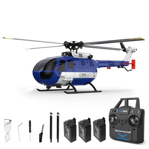 Hylukon Ferngesteuerter Hubschrauber, 2,4G RC Helikopter 6-Achsen-Gyroskop 4 Kanäle, Querruderfreier Helikopter mit Funktion zur optischen Flusspositionierung Niederspannungsalarm