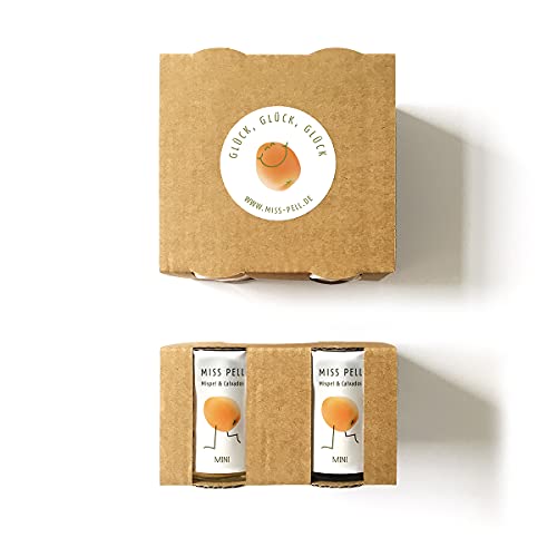 4 Frankfurter Mispelchen MISS PELL MINI Mispel & Calvados-Mischung trinkfertig im Glas als Geschenk-Set
