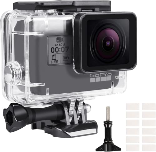 REDTRON wasserdichte Gehäuse für GoPro Hero 5/6/7, 60M Wasserresistente Tauchen Schutzhülle Gehäuse mit Schnellmontage Klammer & 12 Anti-Fog-Einsätze Zubehör für Gopro Hero 5/6/7 Action Camera