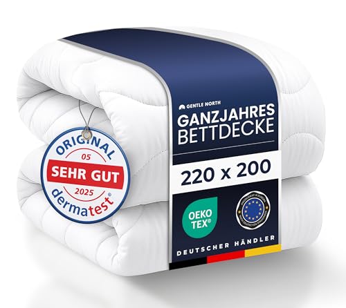 Gentle North Bettdecke 220x200 als Schlafdecke - Ganzjahresdecke für Allergiker geeignet - Weiche Steppdecke - Besonders Flauschig & waschbar bei 60°