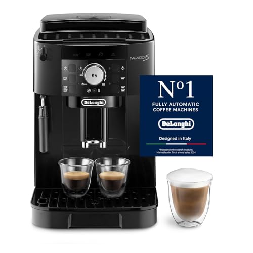 De'Longhi Magnifica S ECAM11.112.B, Kaffeevollautomat mit Milchaufschäumdüse für Cappuccino, mit Espresso Direktwahltasten und Drehregler, 2-Tassen-Funktion, A-Schwarz