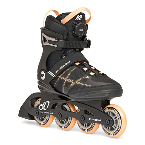 K2 Skates Damen Inline Skates Alexis 80 BOA, Black - Peach, 30H0100.1.1.100