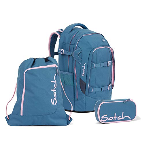 Satch Pack Deep Rose Schulrucksack Set 3tlg.