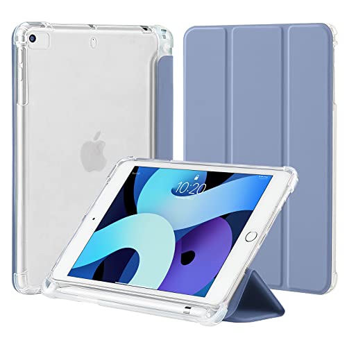 4UBonLife Hülle für iPad Mini 5. 4. Generation 2019/2015 mit Stifthalter, Schutzhülle für iPad Mini 7,9 Zoll Leichte Hülle Weich TPU Transluzent Matt Rückseite Cover Auto Schlafen/Wachen, Lavendelgrau