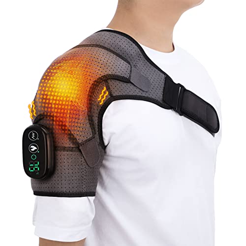Beheizte Schulterstütze mit Vibration, Verstellbarer Elektrischer Schultergurt, Schulterstütze für Männer oder Frauen, Armstütze zur Schulterunterstützung, Schulterbandage für Links/Rechts Schulter