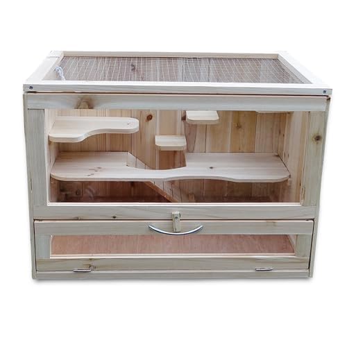 Melko Kleintierkäfig aus Holz, 60 x 35 x 42 cm, inklusive klappbarer Rampe, 5 stöckig, Nagervilla Hamsterkäfig Mäusekäfig